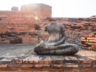 Fototapeta na wymiar Destroyed Buddha statue