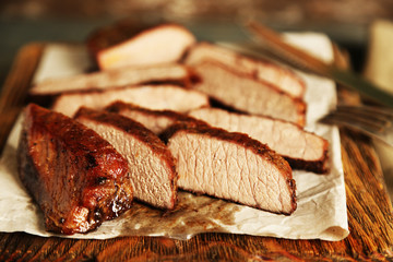 Composition with sliced roasted meat