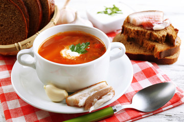 Ukrainian beetroot soup - borscht,