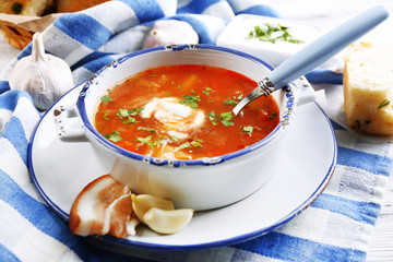 Ukrainian beetroot soup - borscht,
