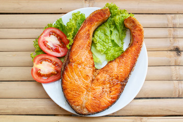 Salmon steak.