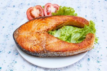 Salmon steak.