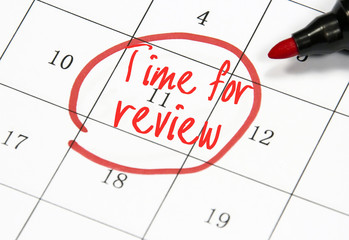 time for review text write on calendar