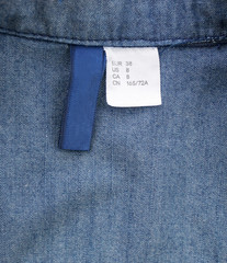 size label on jeans shirt