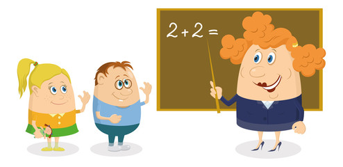 Teacher woman with kids