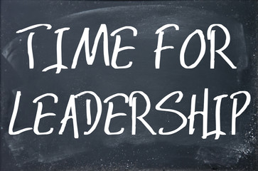 time for leadership text write on blackboard