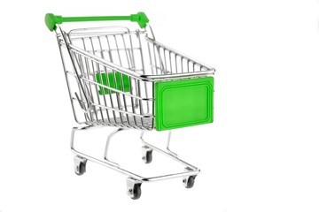 Green Shopping Cart  Isolated On White