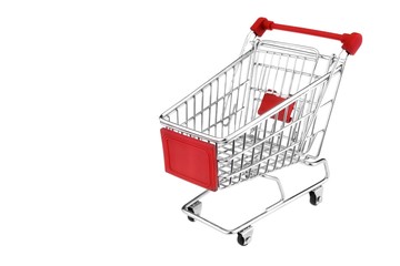 Red Shopping Cart  Isolated On White