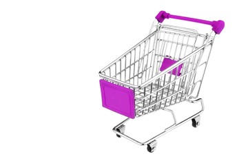 Pink  Shopping Cart  Isolated On White