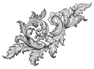 Vintage baroque frame scroll ornament vector - 78185565