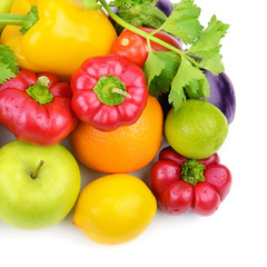 fruits and vegetables isolated on white background