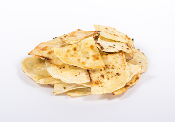 isolated pile of traditional eastern flat bread