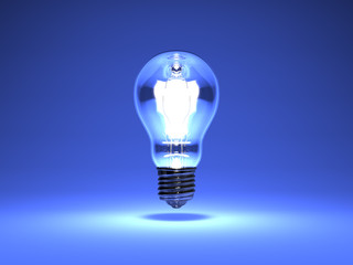 Electric Bulb On Blue