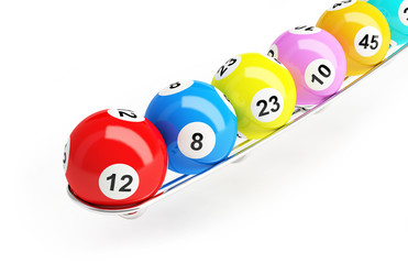 bingo lottery balls on a white background