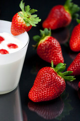 fresh yogurt's mousse with strawberry cream