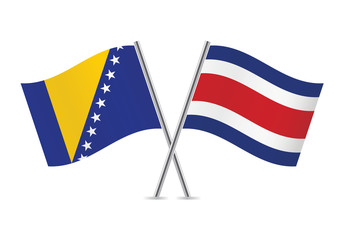 Costa Rica and Bosnia and Herzegovina flags. Vector.