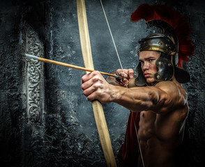 Young man in Roman armor.