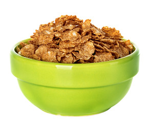 Bowl with flakes isolated on the white background