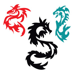 pattern with Asian Dragon Tribal Tattoo