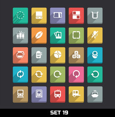 Trendy Vector Icons With Long Shadow Set 19