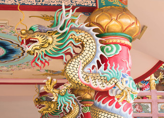 Dragon in Chinese temple art in Ang Sila, Chonburi,Thailand