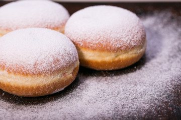 Fresh donuts. Shrove Tuesday. fat Thursday. homemade doughnuts