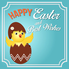 Happy Easter and Best Wish. Easter Chick Vector