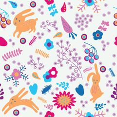 Naklejka premium seamless pattern with cute rabbits