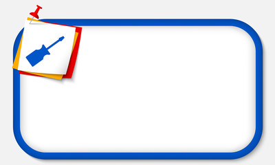 Fototapeta premium blue frame with pushpin and screwdriver