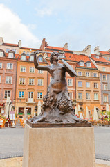 Mermaid statue of Old Town Market Place. Warsaw, Poland © joymsk