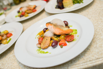 Salad with Salmon Steak