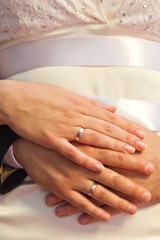 hands of bride and groom with wedding rings