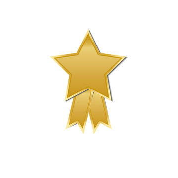 Shiny gold star. Concept of first place