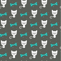 Fototapeta premium Hipster cat on gray, seamless background.