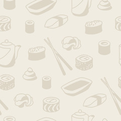 Seamless pattern with sushi.