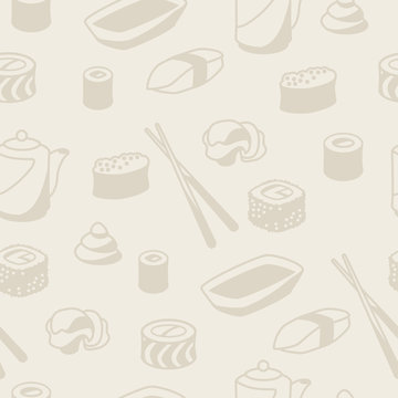 Seamless pattern with sushi.