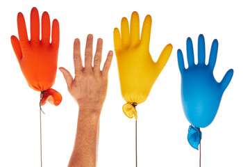 Color gloves ballons