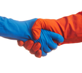 Handshake in the gloves