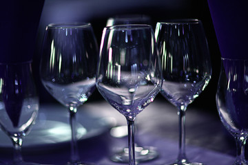 glasses of red wine at restaurant concept alcohol
