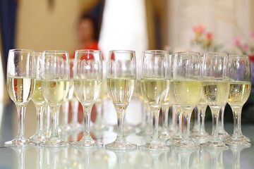 tableware, glass beakers in the restaurant