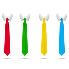 A set of strict, colored ties with shadow vector