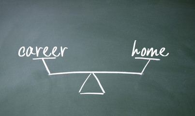 career and home balance sign on blackboard