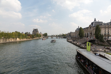 Paris -  Seine between Louvre and the Museum D'Orsay - obrazy, fototapety, plakaty