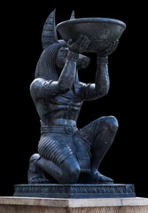 Naklejka premium Egipska sztuka starożytna Anubis Sculpture Figurine Statue
