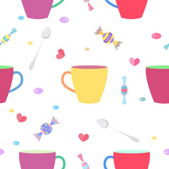 Seamless pattern with a colorful cups