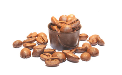 Basket of roasted coffee beans