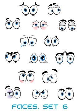 Cartoon blue eyes with different emotions