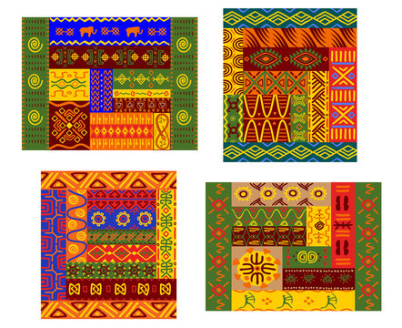 African primitive geometric ornamental pattern