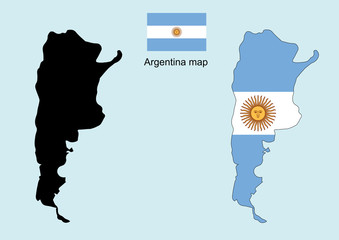 Argentina map vector, Argentina flag vector