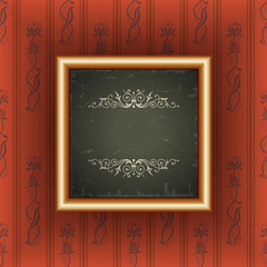 Old wallpaper with vintage frame